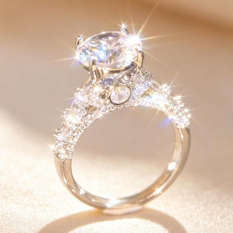 Women's Vintage-Inspired Promise Ring - Diamond-Like Costume Jewelry Statement Piece, Meaningful Wedding Ring Gift for Ride-or-Die Partners Suited for Proposals, Wedding Rings