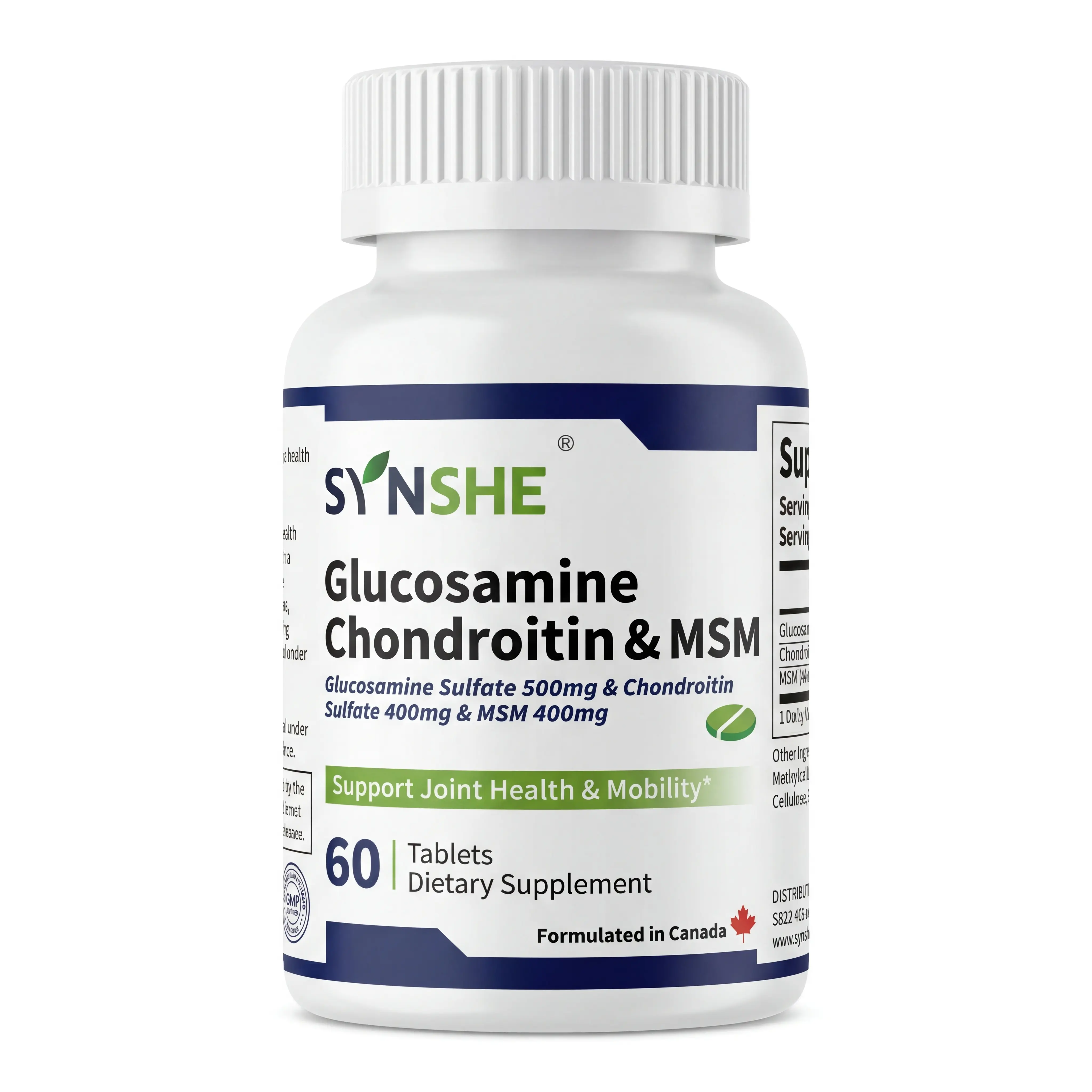 SYNSHE Glucosamine Chondroitin & MSM Supplement | Hip & Joint Support, Cartilage Health & Mobility Care for Men, Women & Seniors | 120 Easy-to-Swallow Tablets