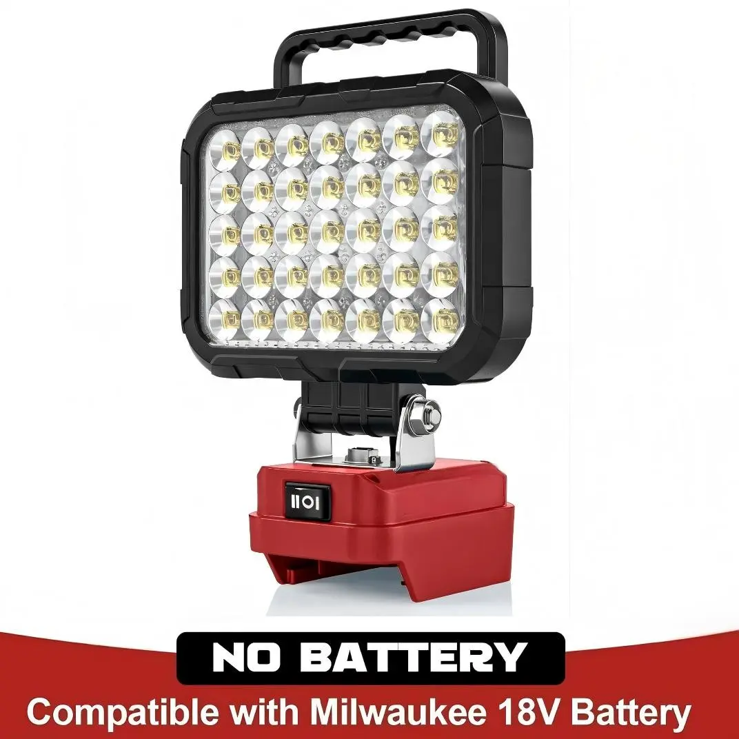 LED Work Light Compatible with Milwaukee M18 18V Battery, 78W 10000LM Cordless Work Lamp with 2 USB Charging Ports, Adjustable Angle Portable Handheld High-Lumen Flashlight