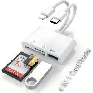 5-In-1 SD/TF Card Reader, USB Adapter, 100MB/s Data Transfer, OTG Photo/video Viewer, Multi-Port USB-A High-Speed Tool for Camera, Drone, HDD