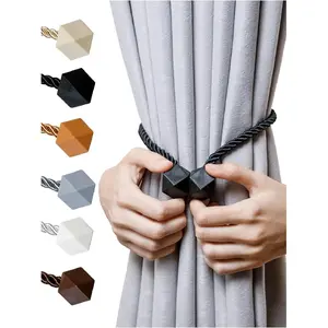 Curtain Tiebacks- Upgrade 2022 with a Thicker Twist Rope &   Tieback Window  Holdbacks Draperies Holders Decorative Drape  Tie  (Black, 2)