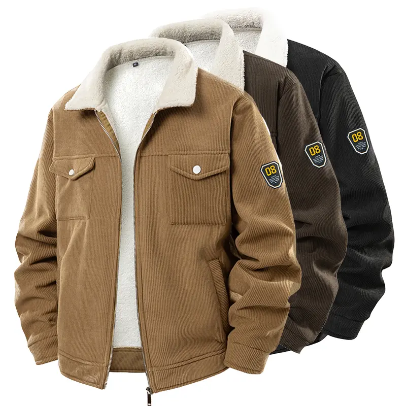 American Style Men's Workwear Jacket with Fleece Lining Thick Warm Practical Pockets for Daily Casual Occasions mens  winter  jacket daily outdoor casual wear Menswear Coats western outfit jackets heated jacket zip jackets