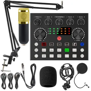 Podcast Equipment Bundle, Bm800 Microphone with V8s Voice Changer, Professional Condenser Mic for Live Streaming, Tiktok Youtube Podcasting, USB Audio Interface
