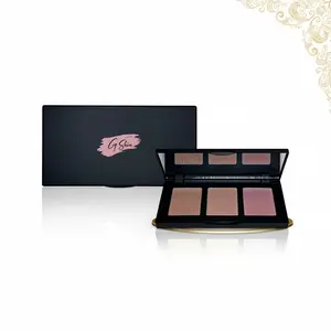G Skin 3-Shade Silky Pigmented Blush Powder Palette - 0.53 oz Face Palette for All Skin Types, Pinch-Lightweight Buildable Formula, Jojoba Oil Nourishment, Synthetic-Blend Brush, Matte Neutral Glow Makeup Essential, Glow Blush