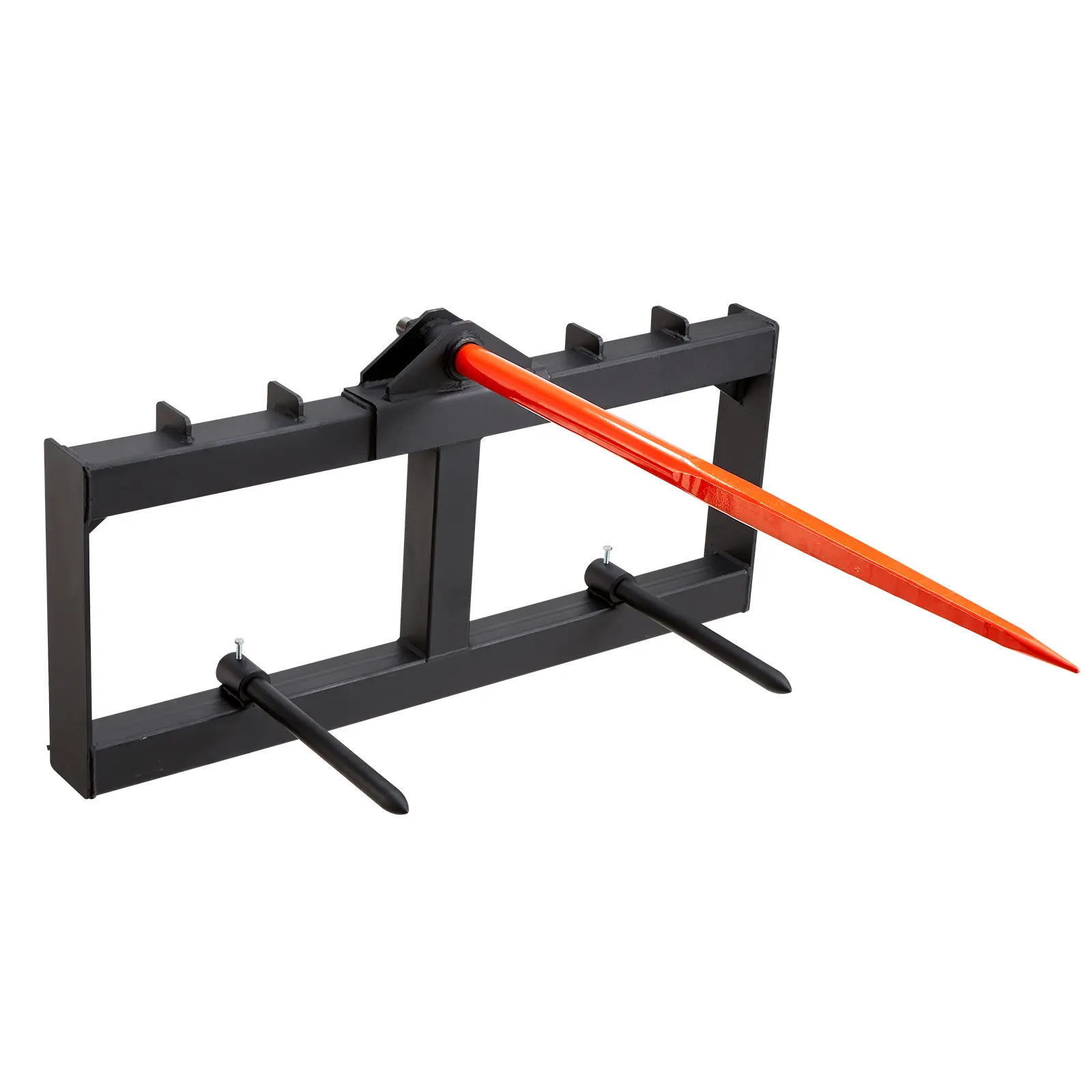 【Summerfinds】VEVOR 49" Hay Bale Spike Forks, Universal Fit Skid Steer Loader Tractor Attachment, 1600 lbs Spring Steel Capacity, Quick Attach with 2x17.5" Stabilizers, Efficient Move for Garden Home Improvement