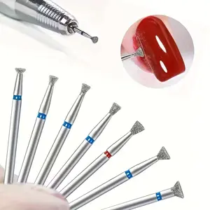 7Pcs Diamond Flying Saucer Nail Drill Bits Set, Cuticle Cleaner Overflow Glue Remover Tools, Professional Nail Edge Treatment Rotary Grinding Accessories for Manicure Pedicure Nail Drill Machine