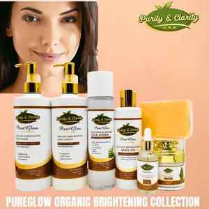 Purity & Clarity PureGlow Organic Brightening 7-Piece Set - Cleanse Hydrate Illuminate Glow with Multi-Vitamin Complex for Radiant Skin