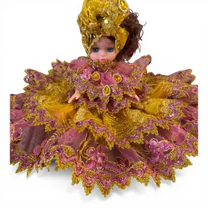 Handmade Oshun Spiritual Doll in Gold and Pink Dress – Yoruba Santeria Orisha Decorative Doll, African Religious Altar Figurine, Handmade Collectible Gift