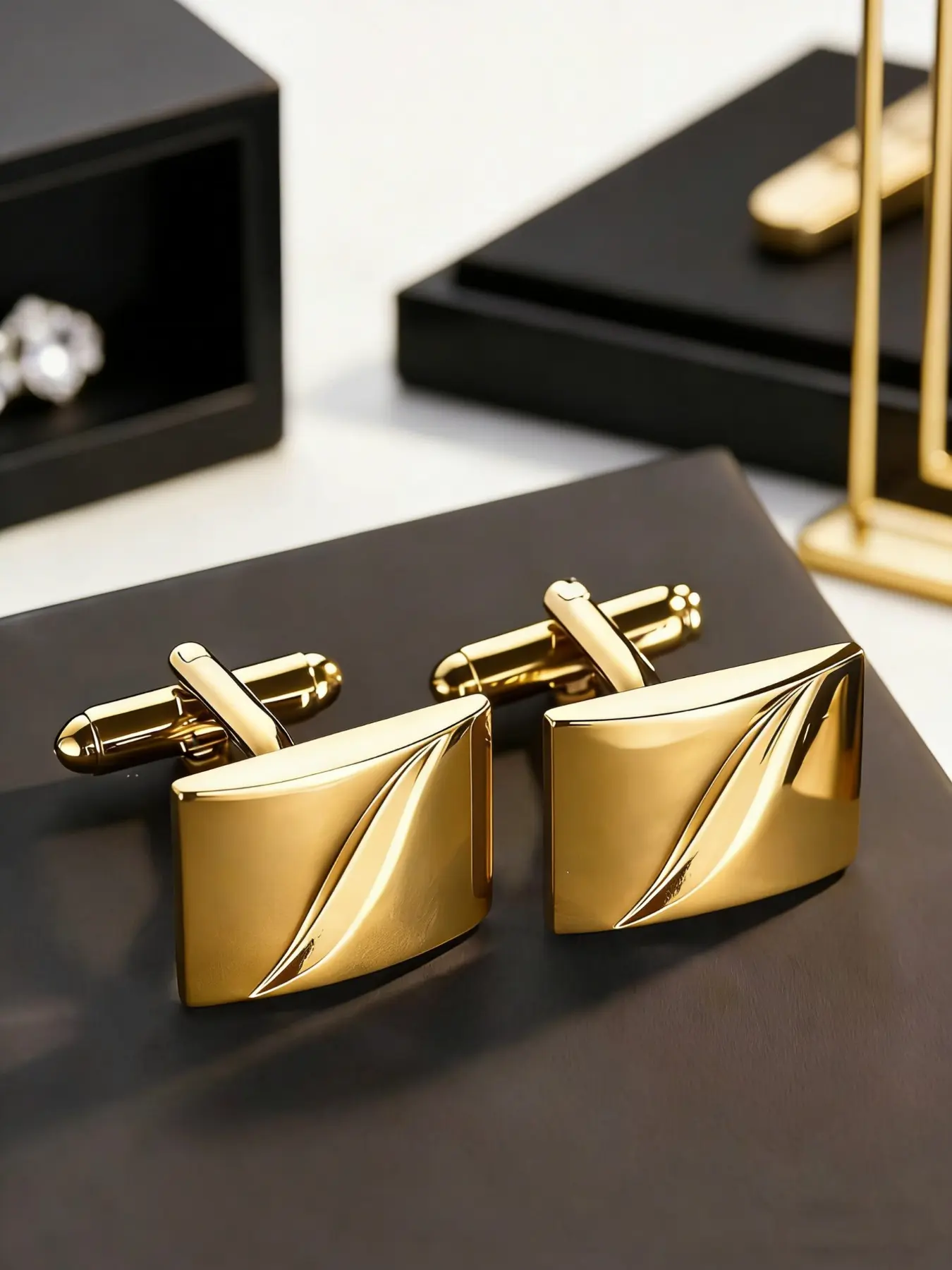 Men's Business Wedding Daily Wear Shirt Cufflinks, Silver Color French Style Geometric Copper Material, Set of 2, Modern Guys