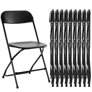 Set of 10 Plastic Folding Chairs, Portable Stacking Indoor Outdoor Seating for Home, Yard, Garden, Parties, Events w/Non-Slip Feet, 350lb Weight Capacity Folding Chair, Indoor Outdoor Portable, Stackable for Events, Offices, Weddings, Picnics