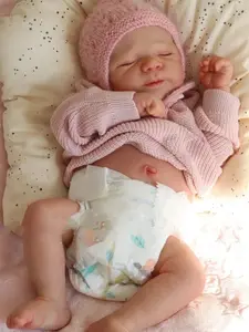Pascale 18" Full Vinyl Reborn Baby Doll Set with Hand-Painted Face Pink Magnetic Pacifier Knit Sweater Bottle Diaper Birth Certificate Comprehensive Gifting Set