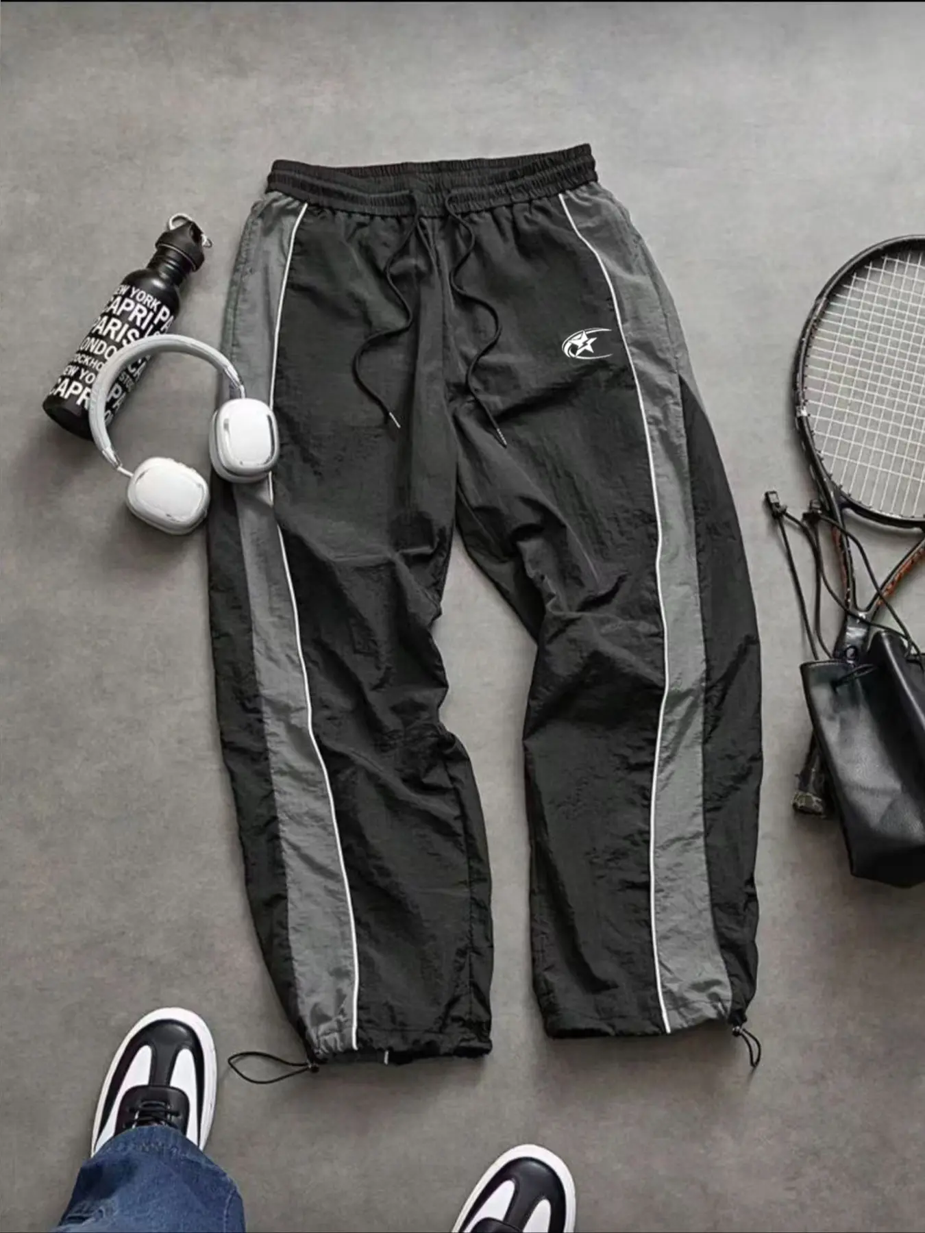 Men's Fashion Casual Striped Sport Pants, Taslon Fabric, Unique Print, Waist Drawstring, Adjustable Ankle Elastic, Perfect for Daily Wear Men's Fashion Casual Striped Sport Pants, Taslon Fabric, Unique Print, Waist Drawstring, Adjustable Ankle Elastic, Perfect for Daily Wear