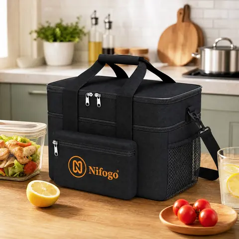 Nifogo 15L Durable Insulated Lunch Bag - Insulated Bags for Women, Water-Resistant Zipper Portable Cooler Tote, Large Capacity Versatile Design for Work, Picnic