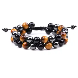Hematite Bracelet Men – Bead Bracelets for Women and Men – Tigers Eye Bracelet – Handmade Healing Jewelry, Energy Protection & Gift Idea by Healing Monk (Healing Trio)