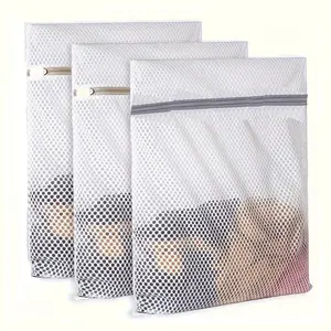 3pcs Durable Honeycomb Mesh Laundry Bags For Delicates, Net Fabric Durable And Reusable Delicate Wash Bag, Travel Organization Bag For Lingerie, Clothes, Jeans, Bath Towel, Sock, Laundry Products, Laundry Organizer