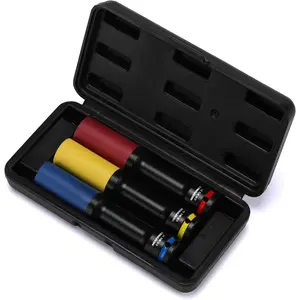 3 PCS 1/2" Drive Lug Nut Impact Socket Set, Non-marring & Thin Wall Lug Nut Socket Set, Extra Long 150mm Deep Socket for Wheel Lug Nut Remover,Metric(17 19 21mm), 6-Point,CR-MO