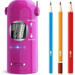 Electric Pencil Sharpener for Colored Pencils, Fully Automatic Robot Pencil Sharpener, Auto in & Out, Rechargeable Hands-Free Pencil Sharpener for 7-11.5mm  Pencils, Home, Classroom