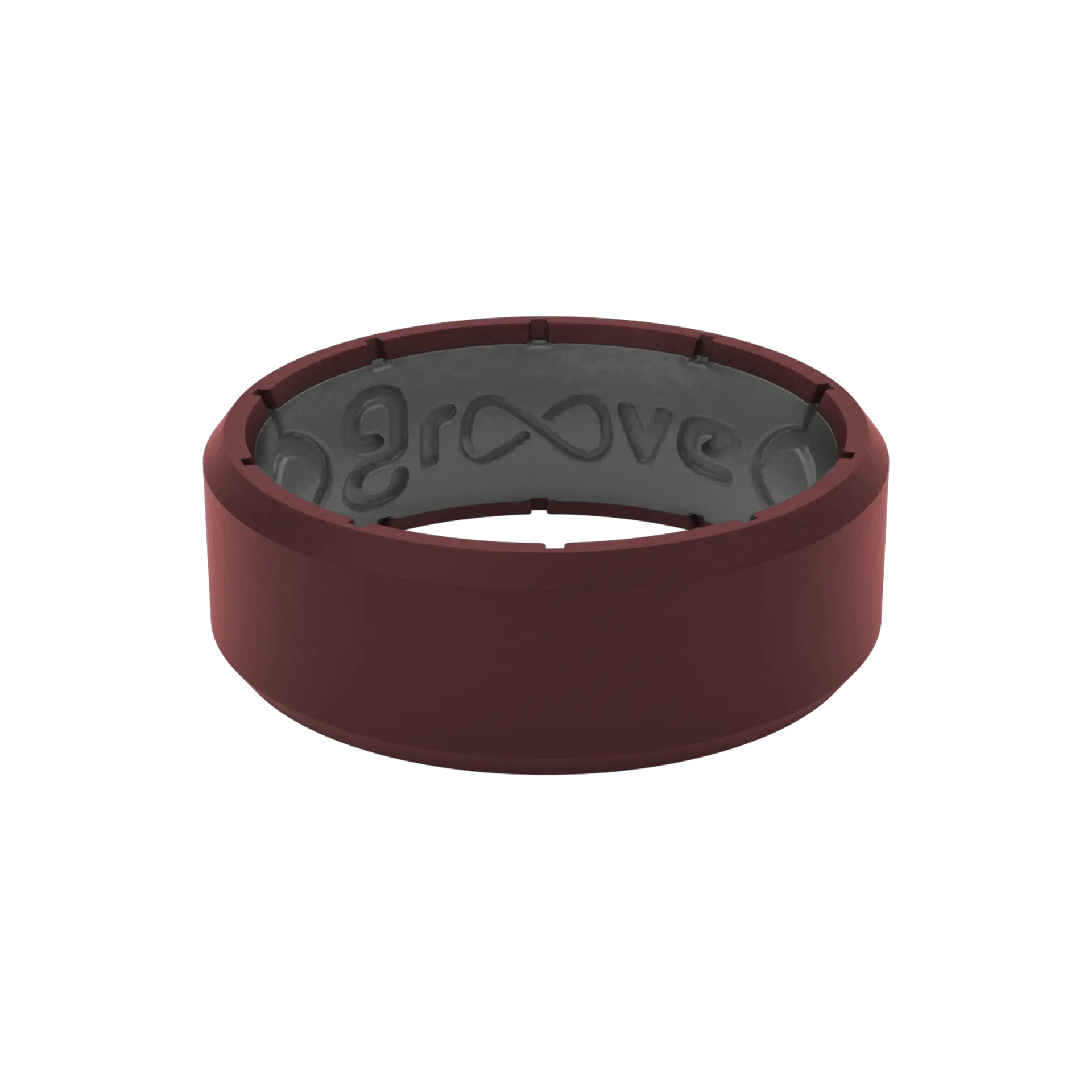 Groove Ring – Silicone Wedding Band, Comfortable Safety Ring for Men – Edge Crimson and Grey