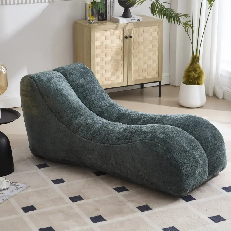 59'' Chaise Lounge Chair Indoor, Yoga Chairs for Adults, Large Bean Bag Chair, Comfy Reading Lazy Floor Boneless Sofa with High-Density Memory Foam for Bedroom, Living Room
