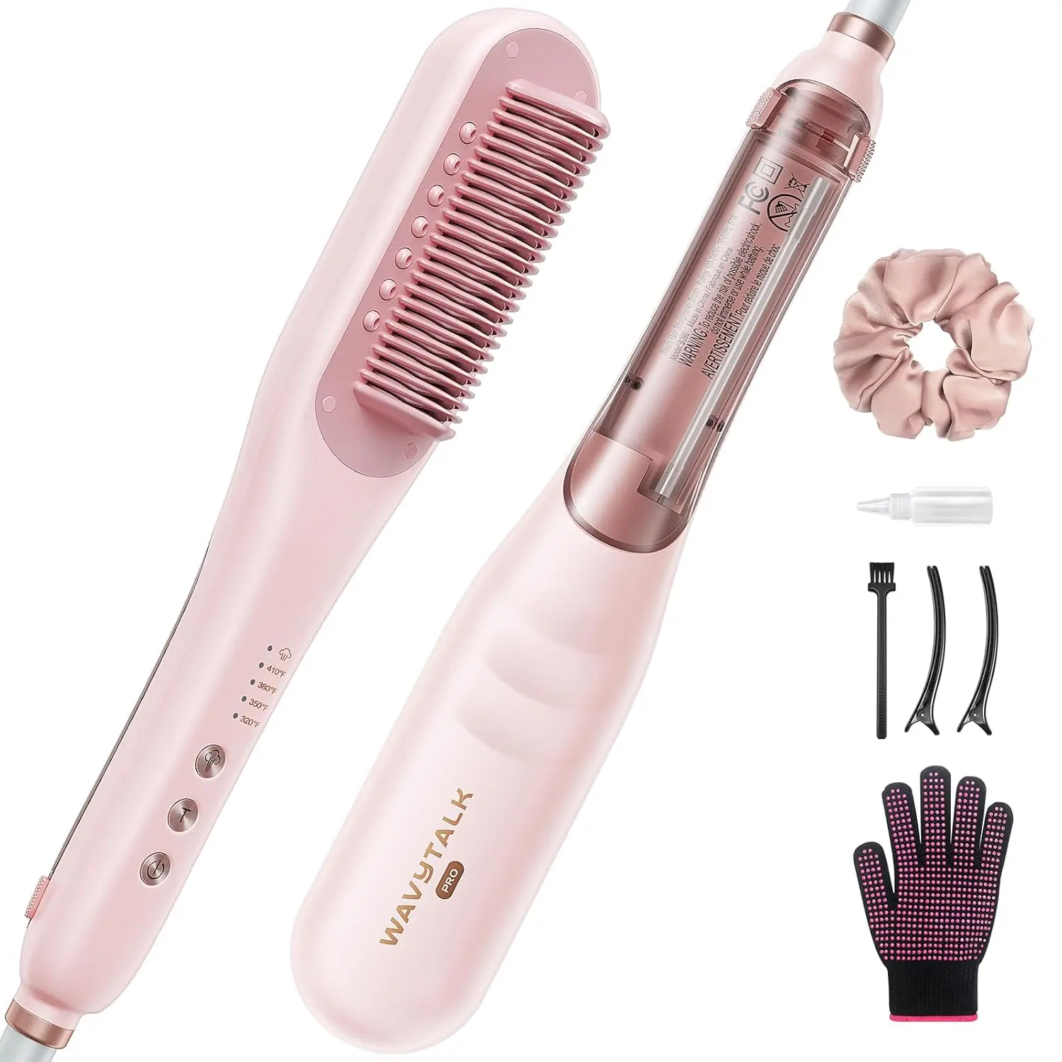 Wavytalk Pro Steam Hair Straightener Brush Steamline Pro Straightener Brush 3-in-1 Straightening Brush for Coily Hair, Fast Salon Results with Less Damage, Anti-Frizz and Hair