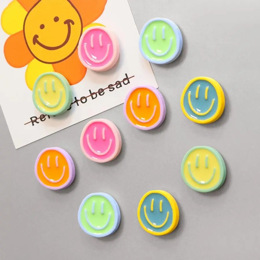 Smiling Face Design Fridge Magnet, 10pcs Random Color Cute Whiteboard Magnet, Decorative Magnet for Refrigerator and Whiteboard, Summer for Gift