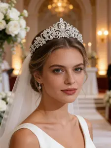 Bridal Crown with Rhinestone Floral Water Drop Design, Elegant Birthday Party Headband, Versatile Hair Accessory for All Seasons, Tiaras