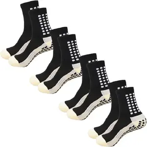 4 Pairs Mens Grip Soccer Socks Non Slip Grippy Women Socks for Football Basketball Sports Tubesocks
