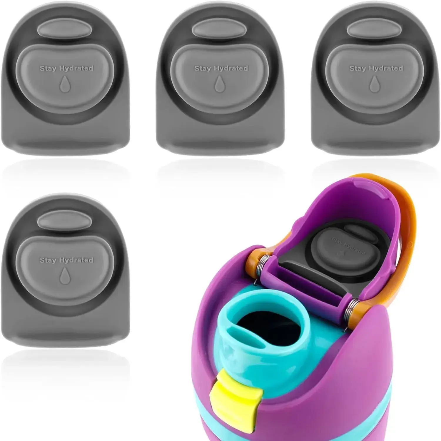 4pcs Replacement Stopper Compatible with Owala FreeSip 24oz 32oz 40oz, BPA-Free Silicone Water Bottle Lid Gaskets Replacement for Owala 16/24/32/40oz Bottle Mouth Cap Stopper Seal Parts Accessories