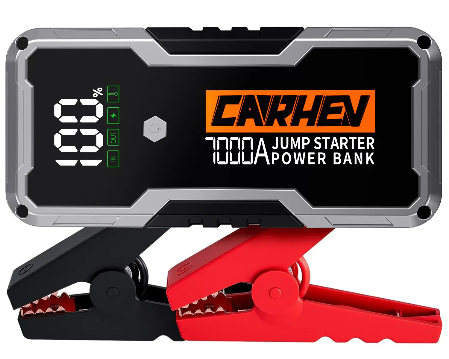 CARHEV 7000A Car Battery Jump Starter, Car Jumper Starter Portable for Up to 10L Gas or Diesel Engines, 12V Jump Box with USB Output, Jumper Cables, LED Light