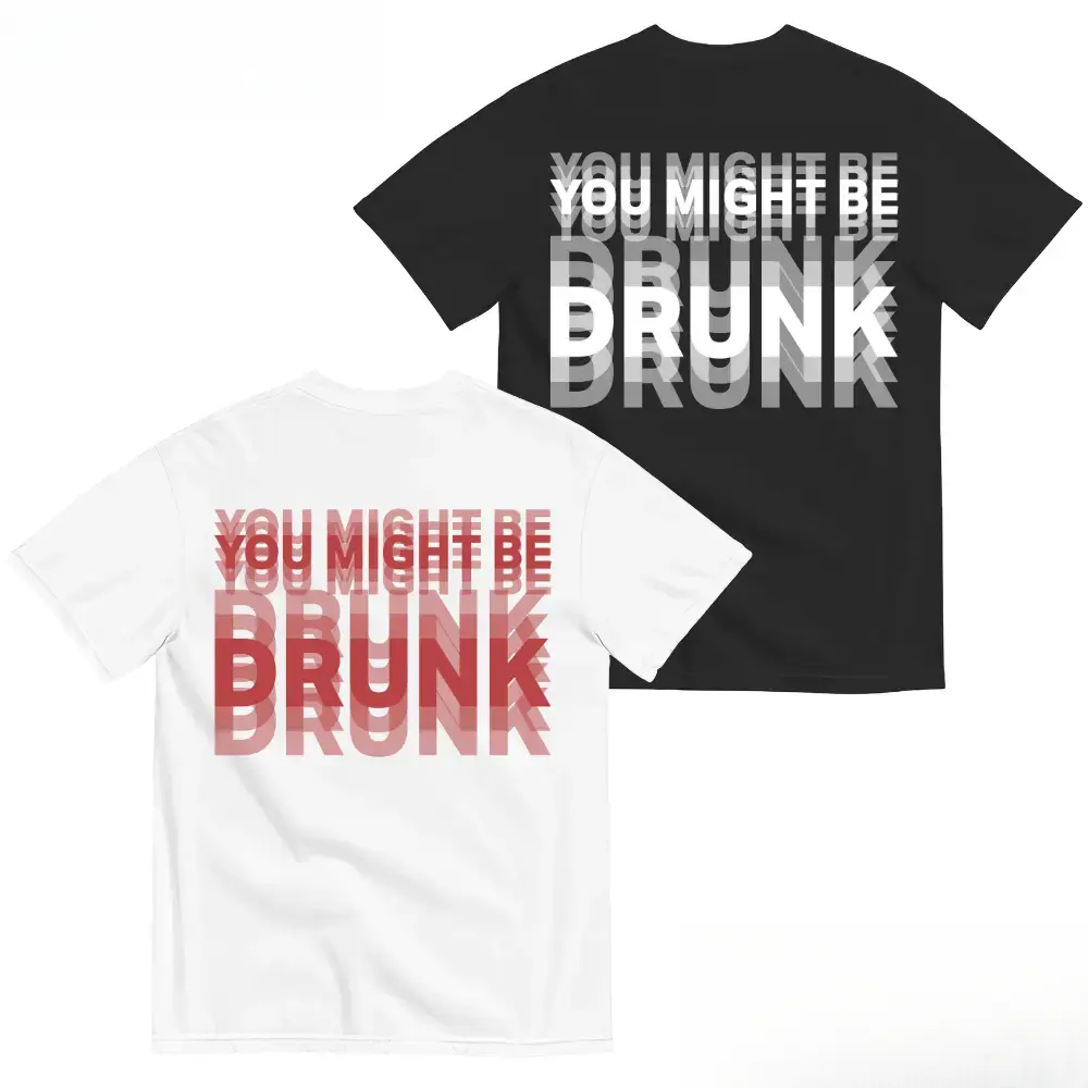 Men's Funny Streetwear Graphic T-Shirt - Unisex "You Might Be Drunk" Print Tops, Short-Sleeve Round Neck Breathable Casual Cotton Gift Tee