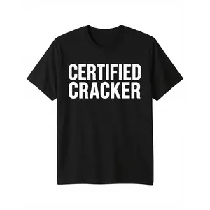 [100% Cotton] 100% Cotton Plus Size Men's T - Shirt, Sizes 0XL - 5XL, Men's Oversized T-shirt -100% Cotton Loose Version of 'Certified Cracker' Printed Pattern-large Size Tall Men's Soft Daily Shirt, Suitable for Easter, Mother's Day Gifts and Casual Str