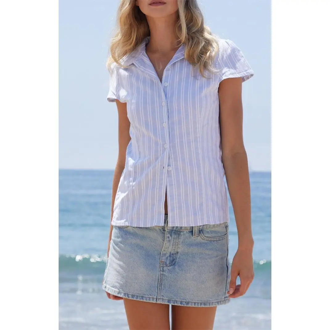 John Galt Women's Striped Rue Collared Top
