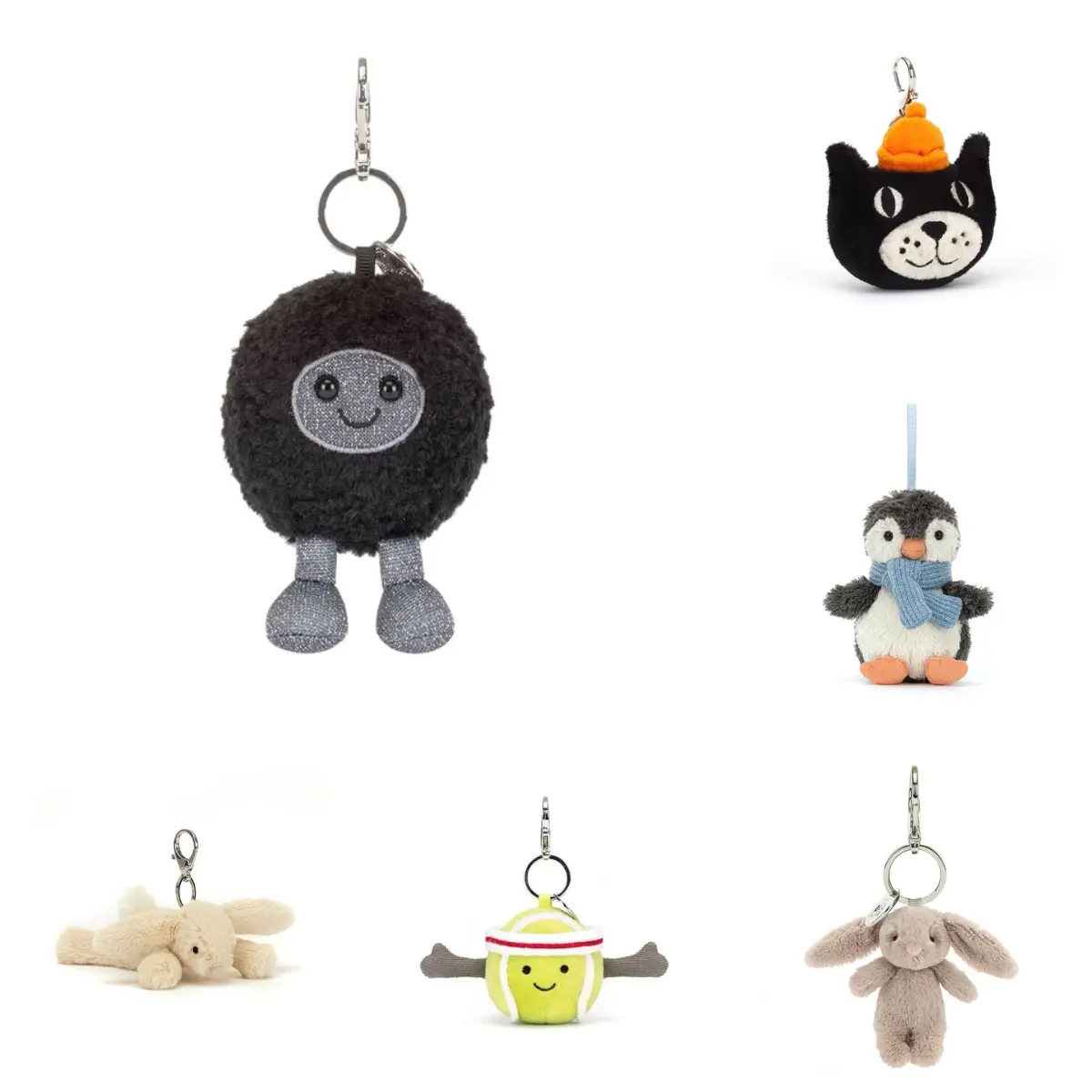 Jellycat Cute Mini Plush Bag Charm Keyring, Soft Stuffed Animal Pendant, Trendy Backpack Decor, Perfect Birthday Gift for Kids & Collectors