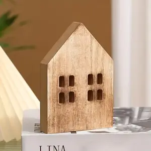 Wooden Christmas Decoration, Nordic Style Miniature House, Home Decor, Holiday Scene, Living Room, Corridor, Office, Festive Ornament