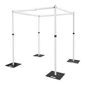 Hecis 12x12Ft Square Pipe and Drape Kit, 7-12' Tall x 7-12' Wide Square Adjustable Pipe and Drape Stand, Heavy Duty Backdrop Stand for Event, Party, Trade Shows and Wedding Decor Tripod Stabilizer Studio Light