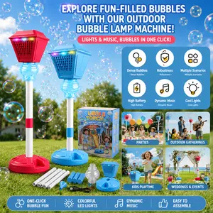 Outdoor Bubble Lamp Machine with LED Lights & Music – Automatic Bubble Maker for Parties, Camping & Garden Decor