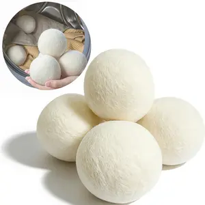 LMMAKE Organic Wool Dryer Balls 100% Handmade New Zealand Wool Reusable Eco-friendly Hypoallergenic No Chemicals Reduces Wrinkles Saves Drying Time White