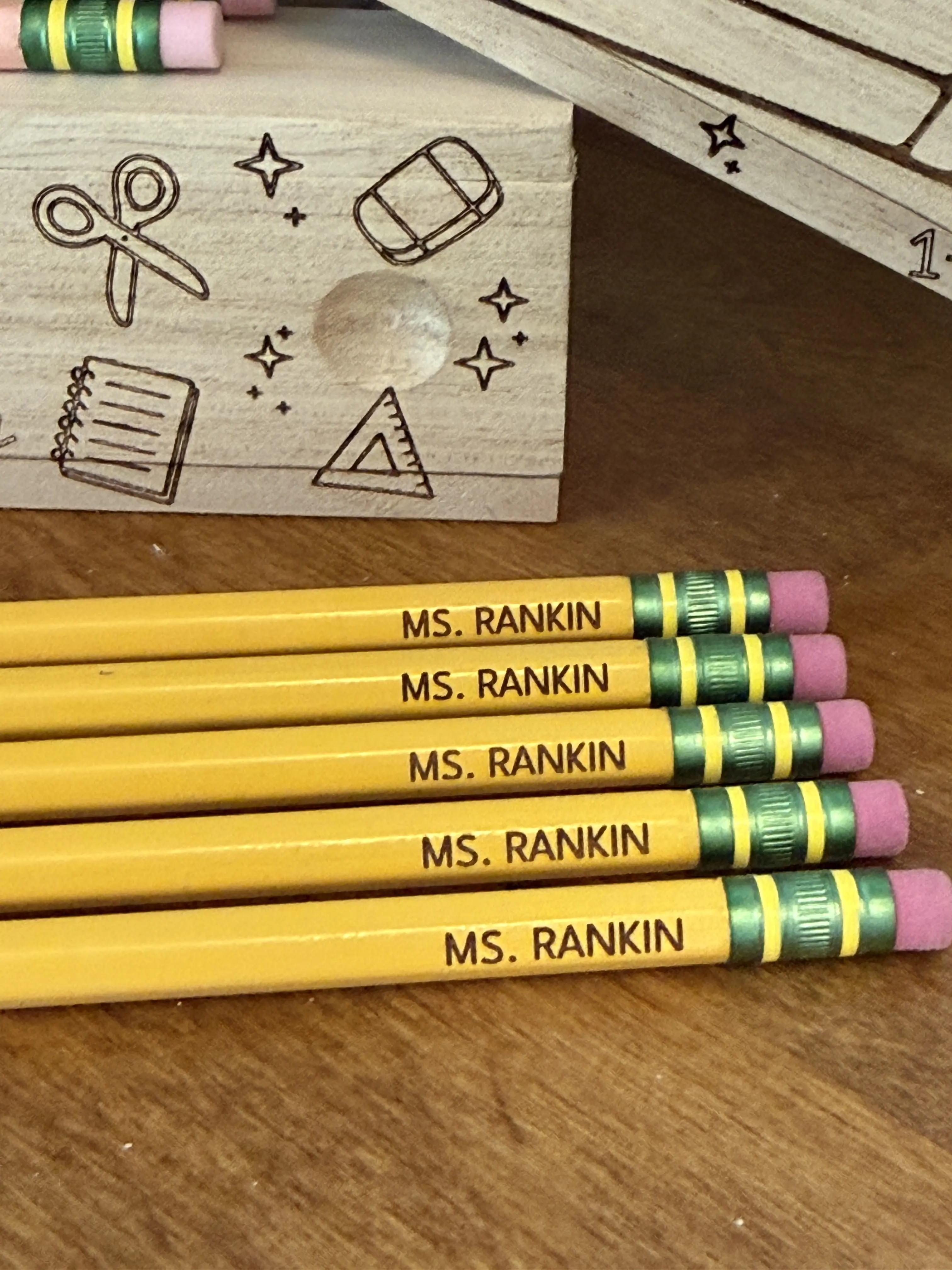 Personalized # 2 Soft Tic Pencils Presharpened with choice of colors and option to add on personalized school themed pencil box.