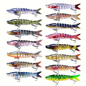 15pcs Wobblers Jointed Crankbait Swimbait Hard Artificial Bait for Fishing Tackle Lure 5.27in/13.4cm 18g for Christmas