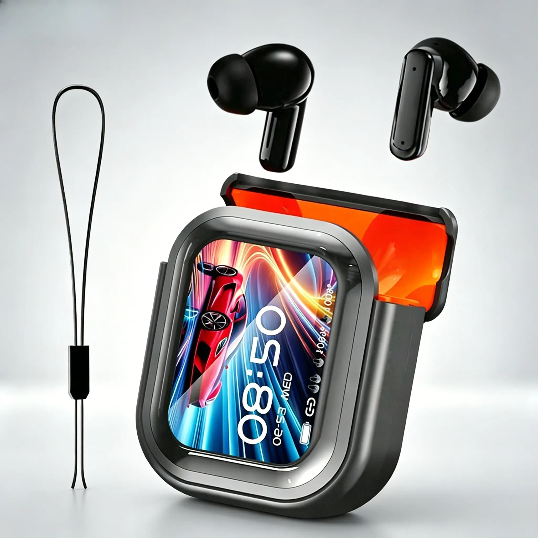 Wireless In-Ear Noise Canceling Headphones with Bluetooth 5.4, LED Touchscreen Display, 24H Battery, Low Latency Gaming, Clear Audio, Photo Capture, for Travel-Workout – Ideal Gift