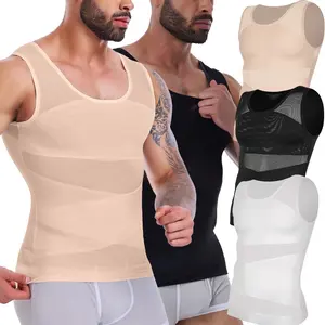 1/2/3 Pack Menswear Body Shaper Shapewear Vest Tummy Control Underwear Workout Sports Workout Tank Tops Stretch Comfy Mesh Breathable Shirts Shapewear Layer Nylon Compression Crew Neck