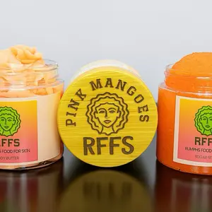 RFFS Pink Mangos Exotic Body Butters - Food for Skin Care with Unique Orange and Yellow Packaging Design