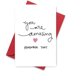 1PC Simple Encouragement Card, Inspirational Greeting Card with you are amazing Remember that Slogan For Friends Colleagues Perfect for Positive Wishes Ideal for Boosting Confidence Adds Warmth to Greetings Positive Message Card