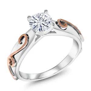 925 Sterling Silver White Moissanite Women Engagement Ring For Women (1.00 Cttw, Gemstone Birthstone, Round 6.5MM)