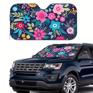 1pc Beautiful Flower Pattern Foldable Car Front Windshield Sunshade- Sunshade Keeps Car Cool, Easy to Store, with Elastic Suitable, SUVs, Trucks, and Pickup Trucks, Car Interior Accessories, Sunshade Cover