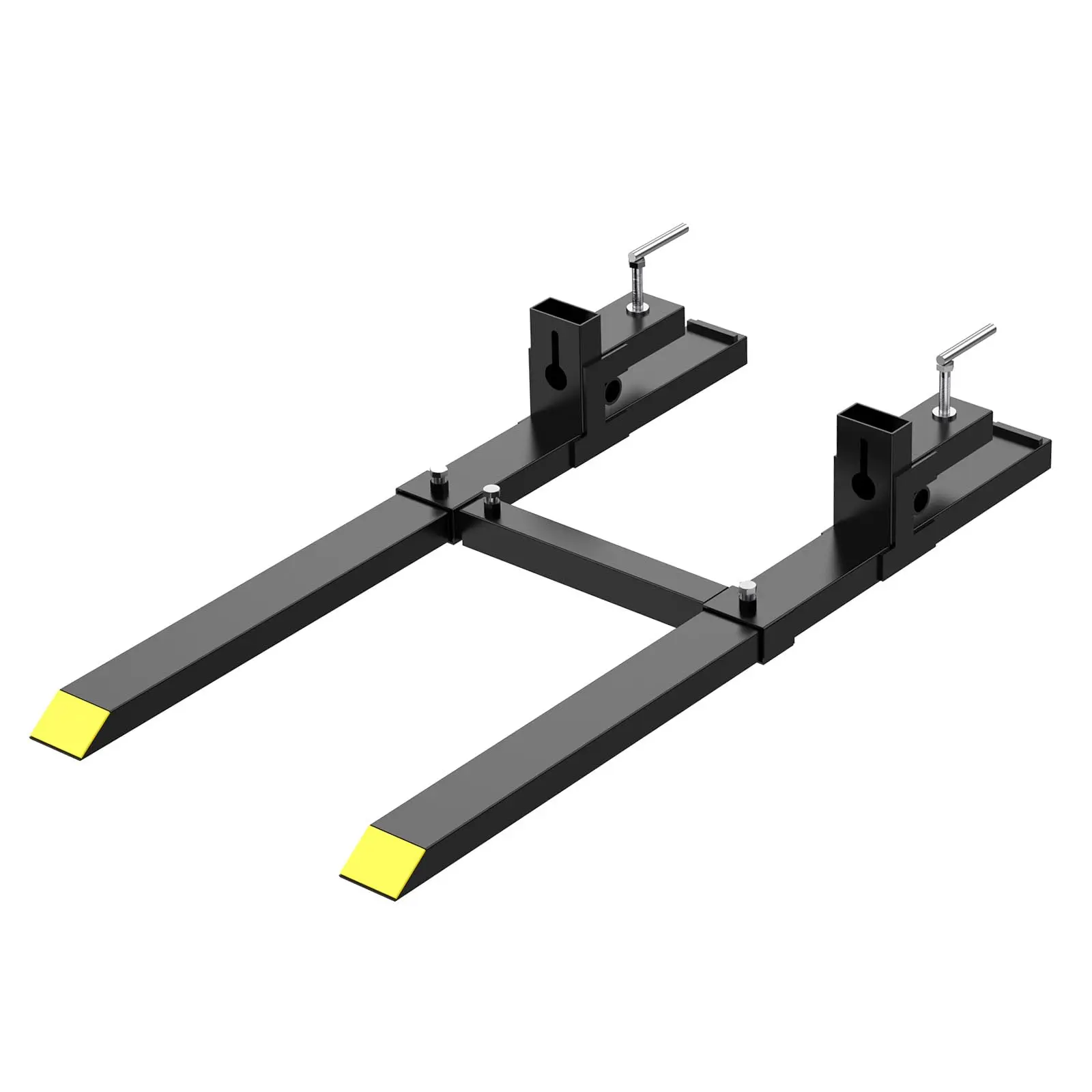 Pallet Forks 43 in 2000 LBS Max, Clamp On Tractor Bucket Forks with Adjustable Stabilizer Bar, Heavy Duty Front Loader Forks,  for Skid Steer