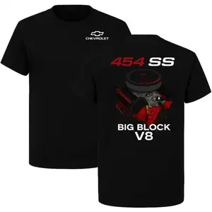 454 SS Big Block V8 2 Sided T-shirt, Chevrolet Engine Graphic Tee, Classic Performance Car Shirt For Mechanics & Car Enthusiasts