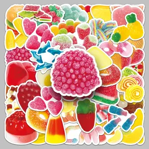 50PCS Gummy Candy Stickers, Candy Cartoon Cute Painted Graffiti Series Stickers, Suitable for Faith-based Designs Such As Scrapbooks, Diaries, Laptops, Water Bottles, Cars, Etc., As Gifts with Positive Information