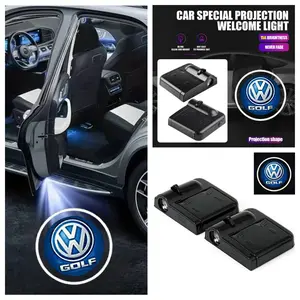 4 Pack Volkswagen Golf Logo Door Welcome Light - Fits Golf 6/Golf 7/Golf 8 Models, Peel and Stick Non-Destructive Installation, HD Car Projection Lamp