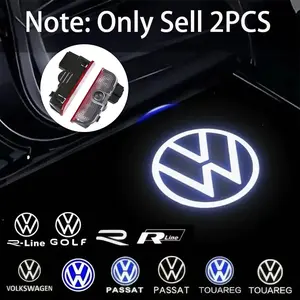 2Pcs For Volkswagen VW R Line Touareg 7P Golf 5 6 7 Jetta MK5 MK7 Passat B6 B7 B8 B9 CC Tiguan Arteon T-ROC Touran Scirocco Sharan EOS Auto Accessories LED Car Door Projector Ghost Shadow Lamp Car Logo Welcome Light Led Car Lights